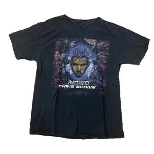 Chris Brown Indigo Tour T-Shirt Mens Black Shirt Size Medium Rap Band Tee Rare